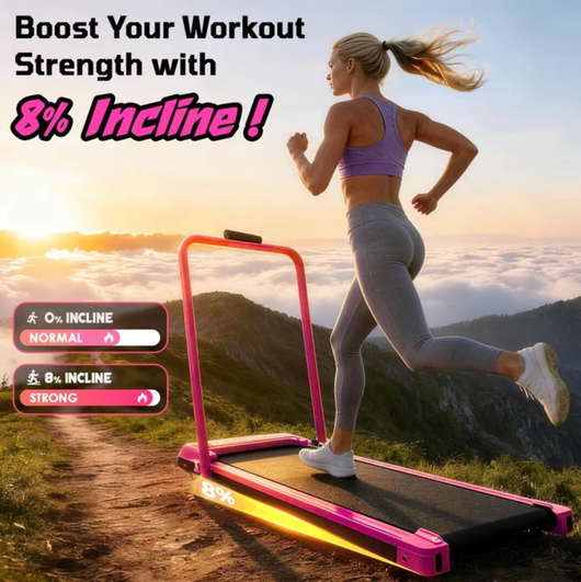 Foldable Walking Pad Treadmill with Handle Bar | 3.8HP